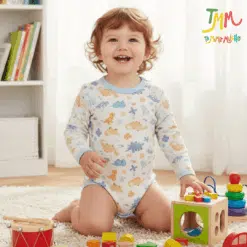 Body manga larga Dino celeste