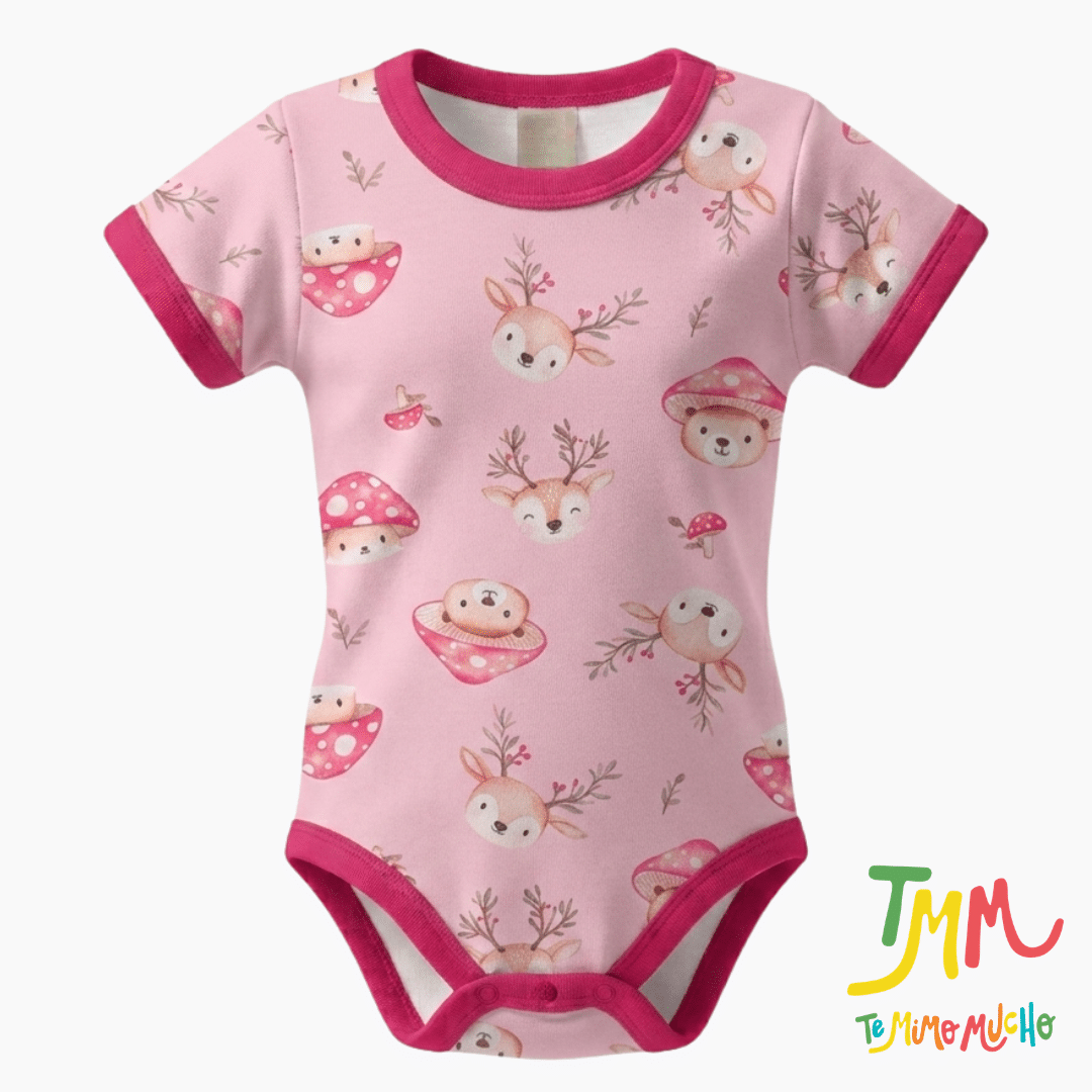 Body manga corta Honguitos Rosa