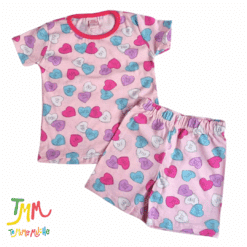 Conjunto Remera y Short Rosa corazones
