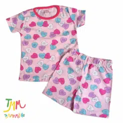 Conjunto Remera y Short Rosa corazones