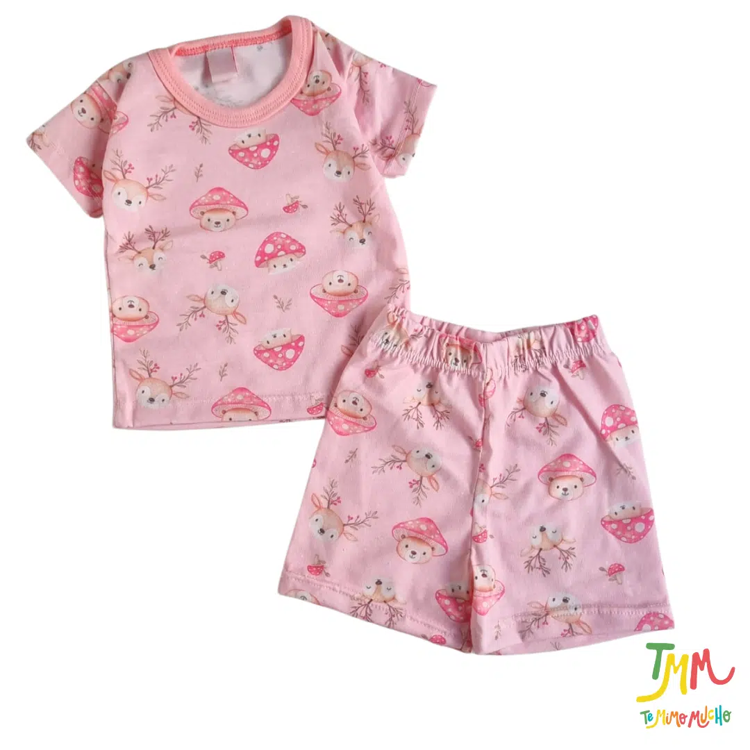Conjunto Remera y Short Honguito Rosa - Image 2