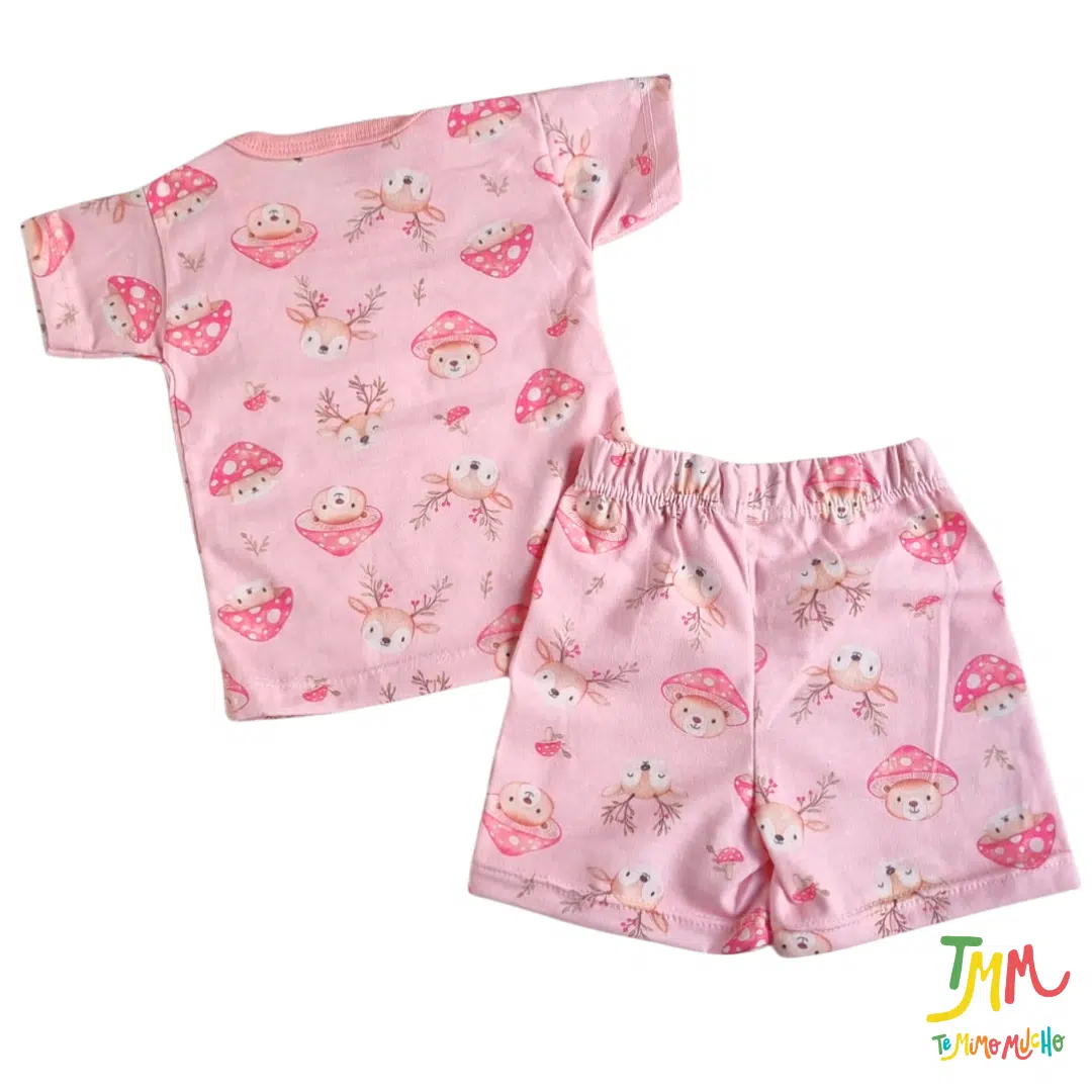 Conjunto Remera y Short Honguito Rosa - Image 3