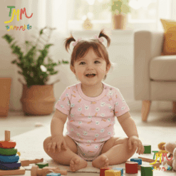 Body manga corta Conejito Fondo Rosa y Zanahoria