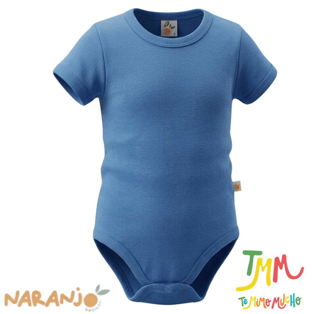Body NARANJO Azul Liso Manga Corta