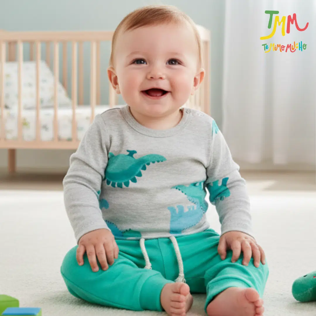Conjunto body y babucha dino VERDE
