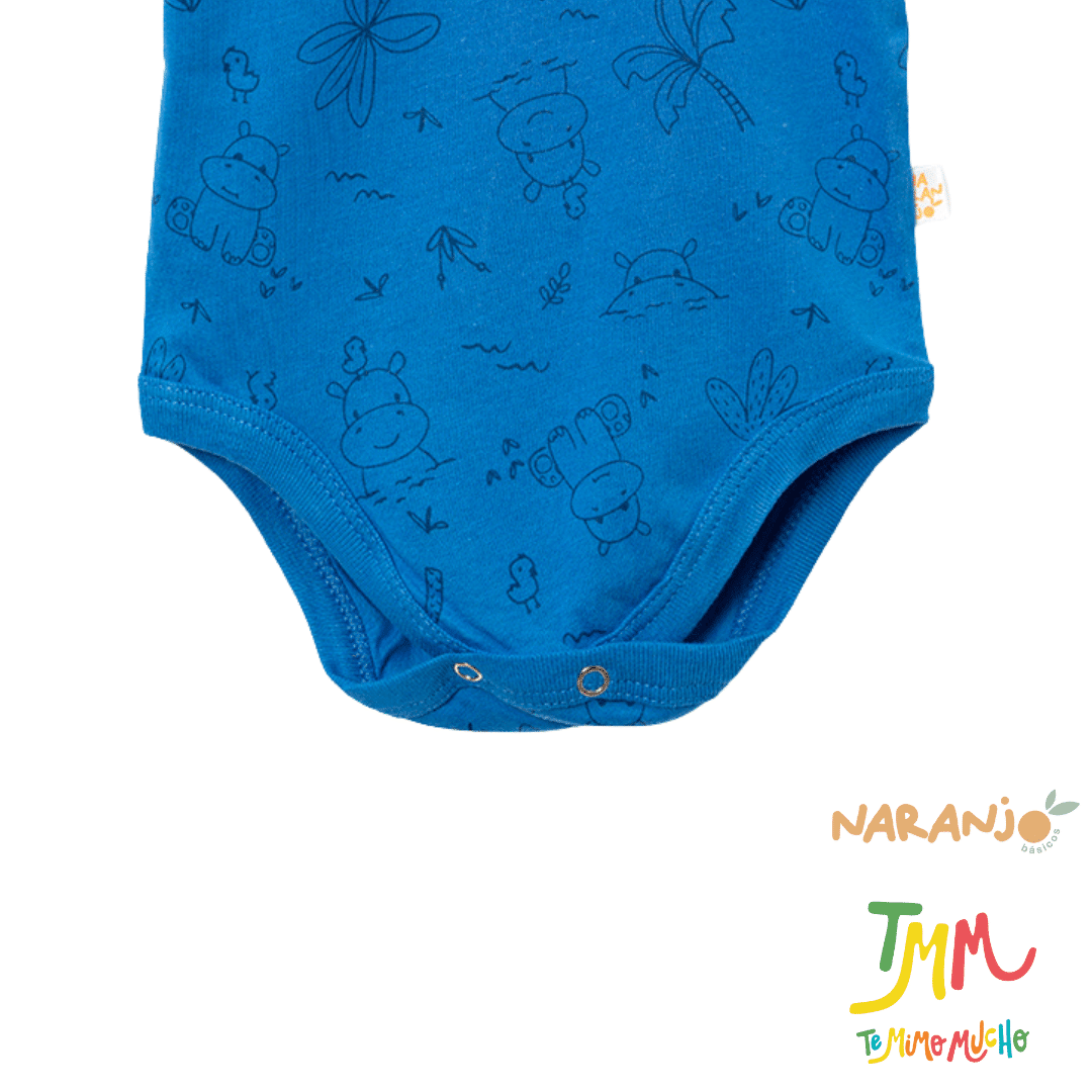 Body NARANJO Azul HIPOPOTAMO Manga Corta - Image 3