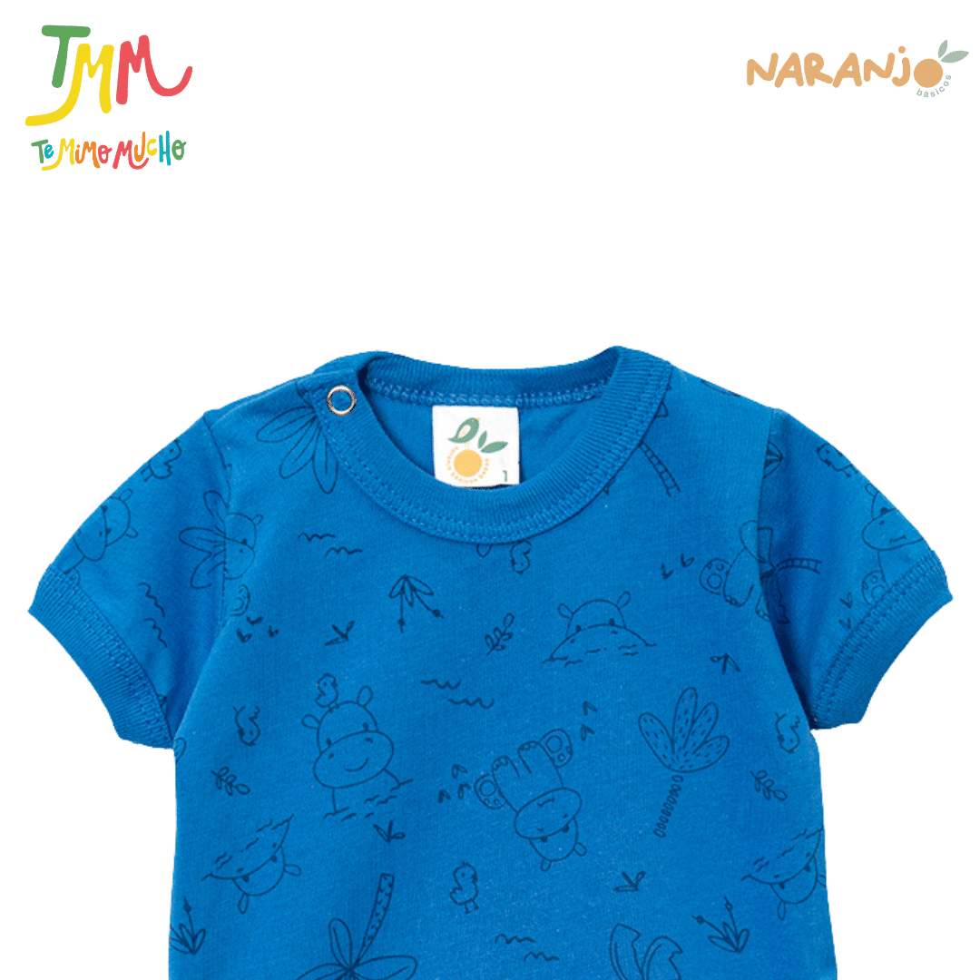 Body NARANJO Azul HIPOPOTAMO Manga Corta - Image 4