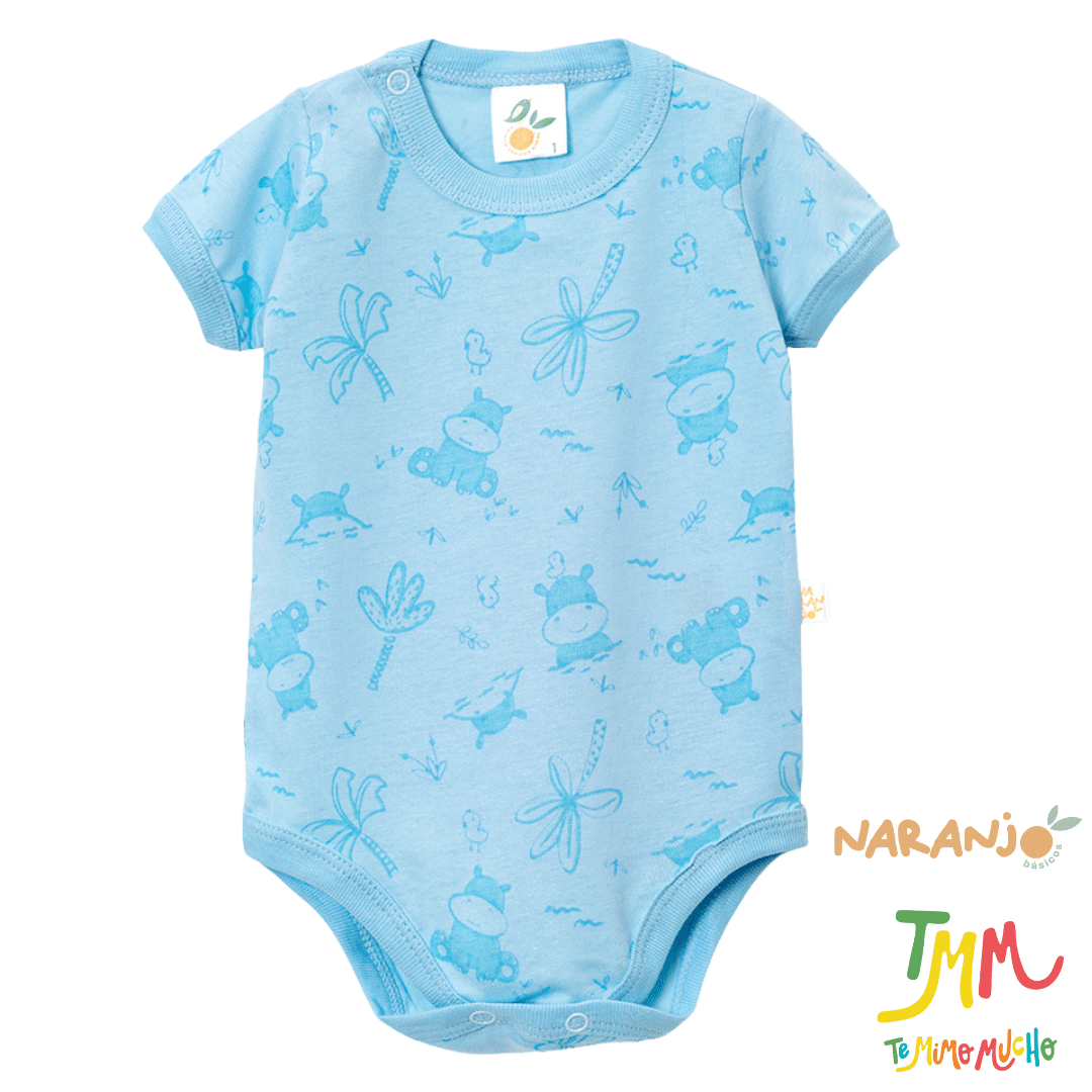 Body NARANJO HIPOPOTAMO CELESTE Manga Corta - Image 2