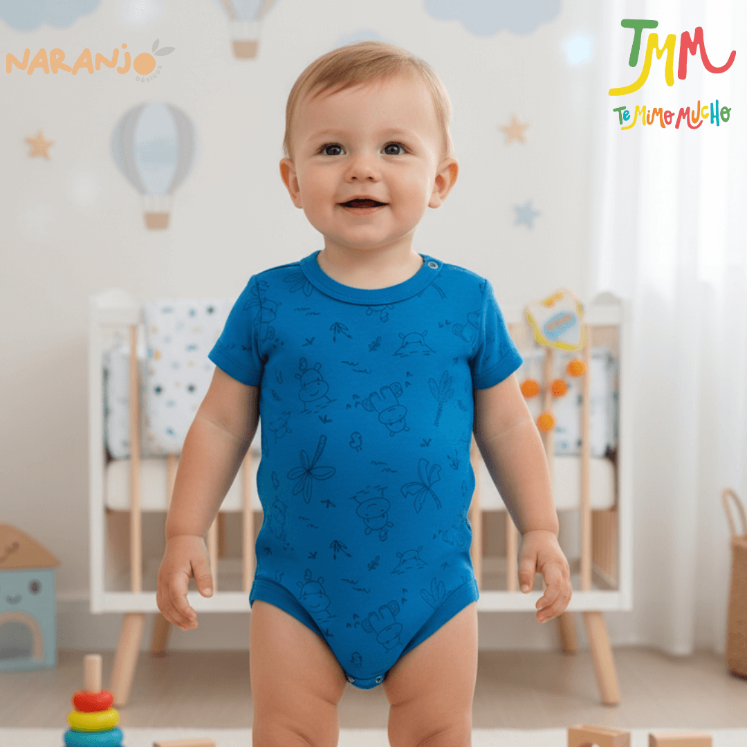 Body NARANJO Azul HIPOPOTAMO Manga Corta