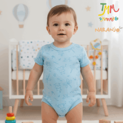 Body NARANJO  HIPOPOTAMO  CELESTE Manga Corta