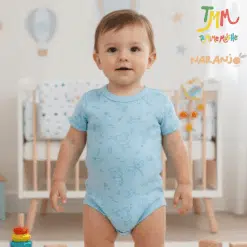 Body NARANJO  HIPOPOTAMO  CELESTE Manga Corta