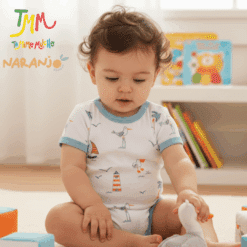 Body NARANJO Nautico Blanco  Manga Corta