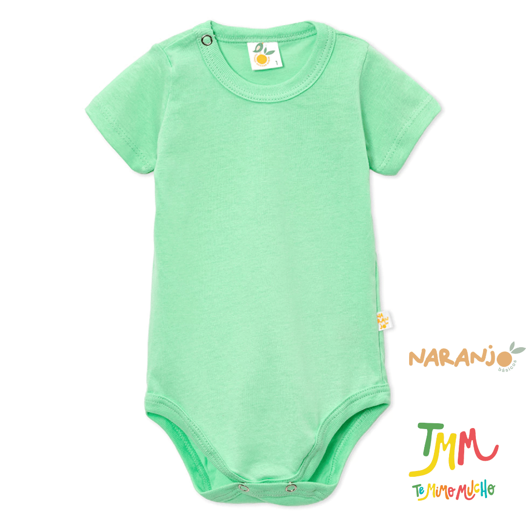 Body NARANJO Verde Liso Manga Corta