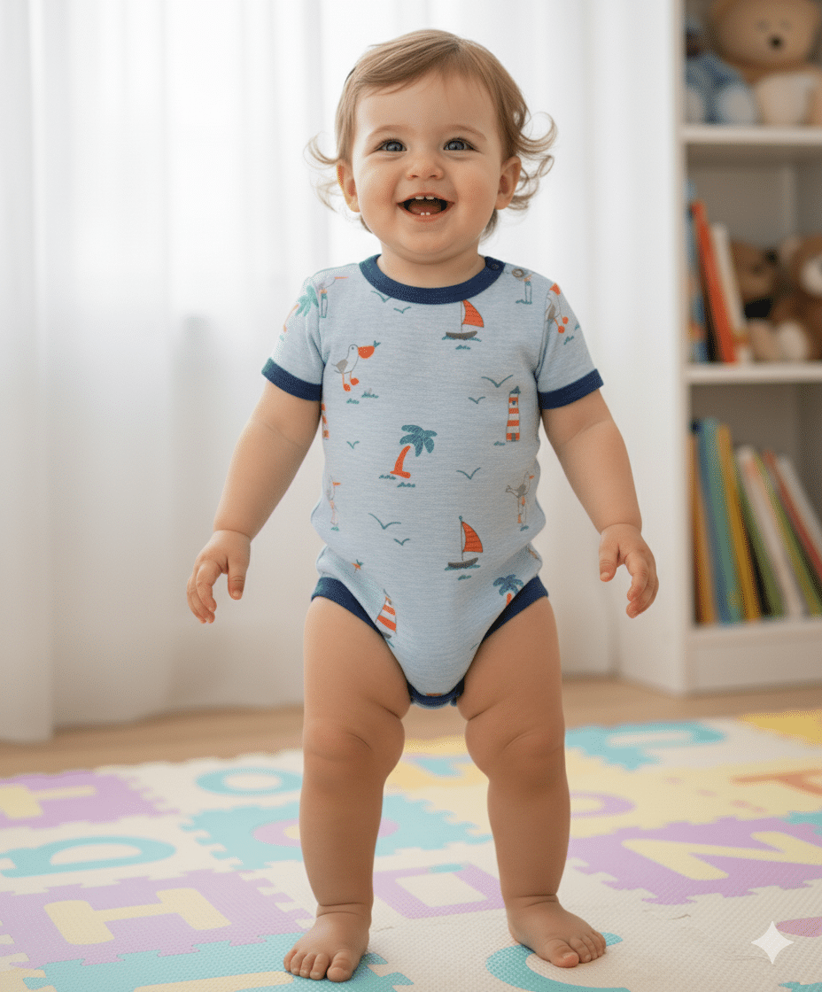 Body NARANJO Nautico Celeste Manga Corta