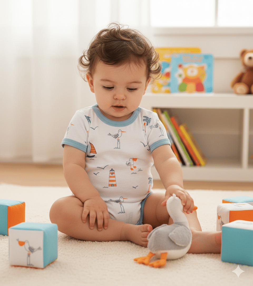 Body NARANJO Nautico Blanco Manga Corta