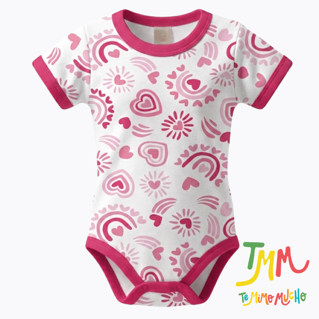 Body manga corta Corazones Rosa