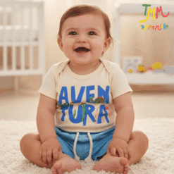 Conjunto body y short Aventura Beige y Celeste