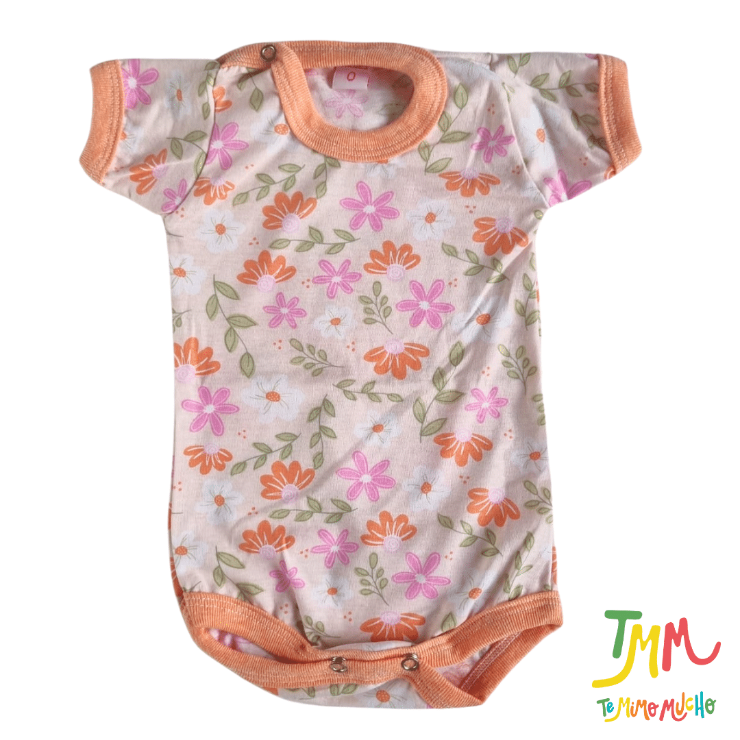 Body manga corta Flores Naranja