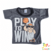 Remera Manga Play To Win Gris