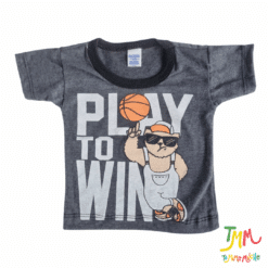 Remera Manga Play To Win Gris