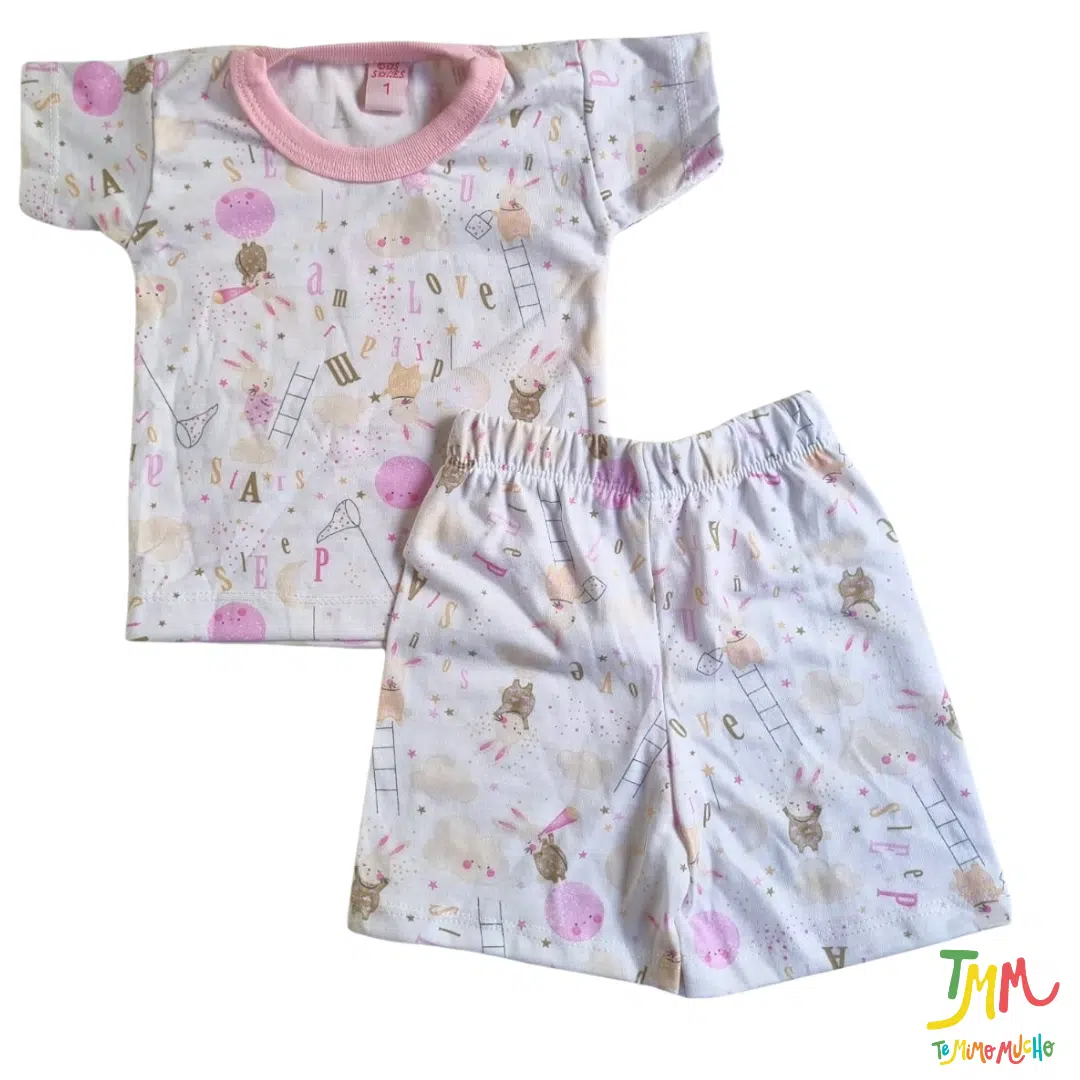 Conjunto Remera y Short Conejitos Nube Rosa - Image 2