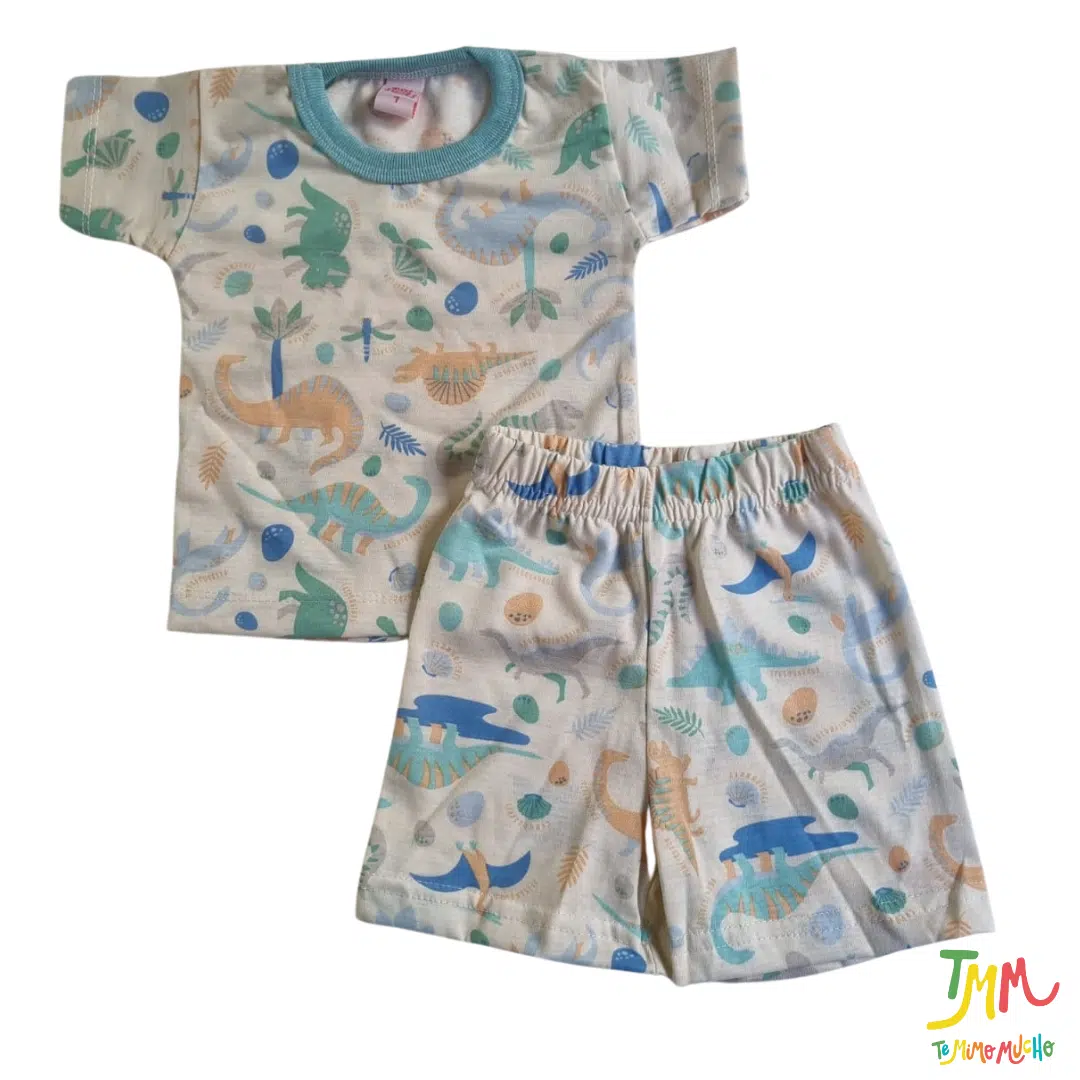 Conjunto Remera y Short Dino Celeste - Imagen 2