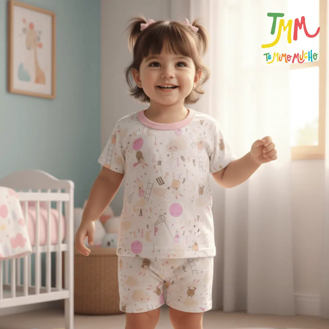 Conjunto Remera y Short Conejitos Nube Rosa