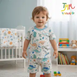 Conjunto Remera y Short Dino Celeste