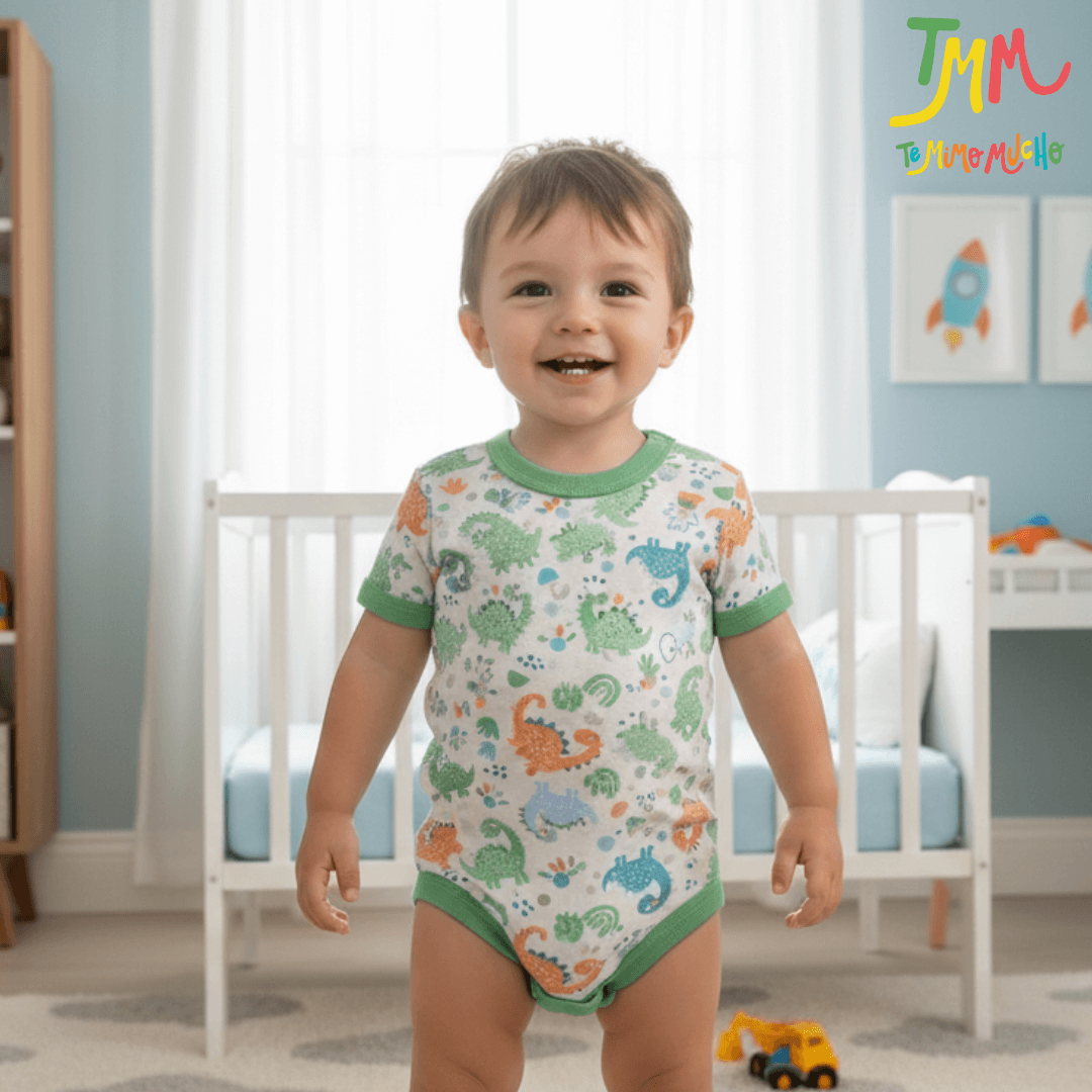 Body manga corta Dino Verde y Azul