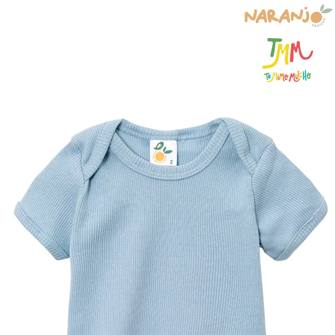 Body NARANJO MORLEY Celeste  Manga Corta Cuello Americano - Image 3