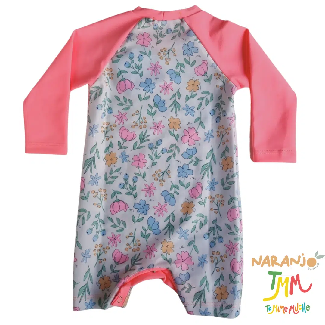 Enterito UV 50+ NARANJO FLORES Mangas Salmon - Image 4