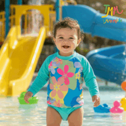 MALLA  REMERA + BOMBACHA  UV 50+  FLORES MANGAS VERDE BIG BAY