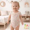 Body manga corta Flores Naranja