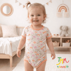 Body manga corta Flores Naranja