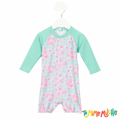 Enterito UV 50+ NARANJO Flores Verde