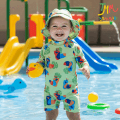 PROMO POR FALLA - SET ENTERITO+ PILUSO DE REGALO UV 50+ TUCUAN LIMA  Big Bay