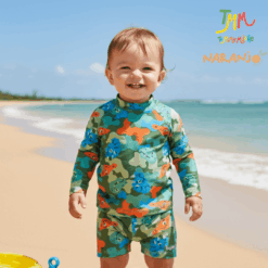 Conjunto malla UV+50 Remera + Short  DINO Verde