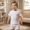 Conjunto Remera y Short blanco tela bambula