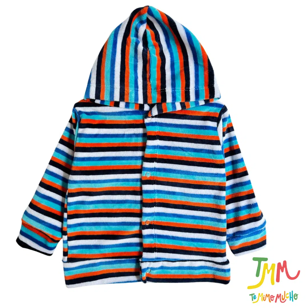 Campera Plush con Capucha Combinada Celeste - Image 2