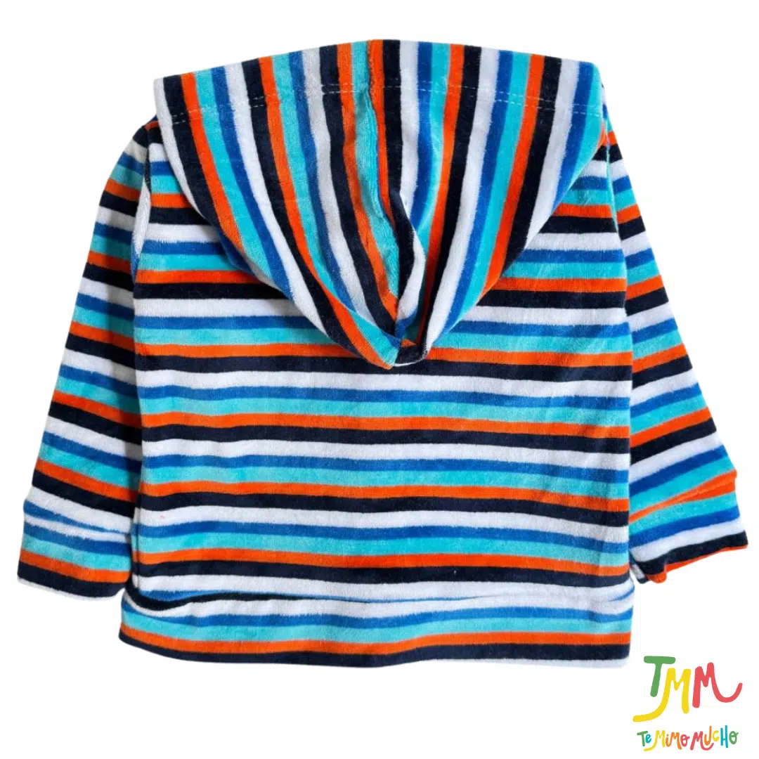 Campera Plush con Capucha Combinada Celeste - Image 4