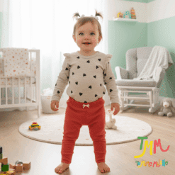 Conjunto Body y Babucha Corazones Melange - Rojo