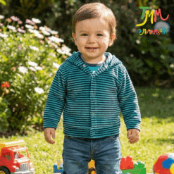 Campera Plush con Capucha Combinada Petroleo