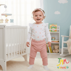 Conjunto Body y Babucha Corazones Blanco - Rosa