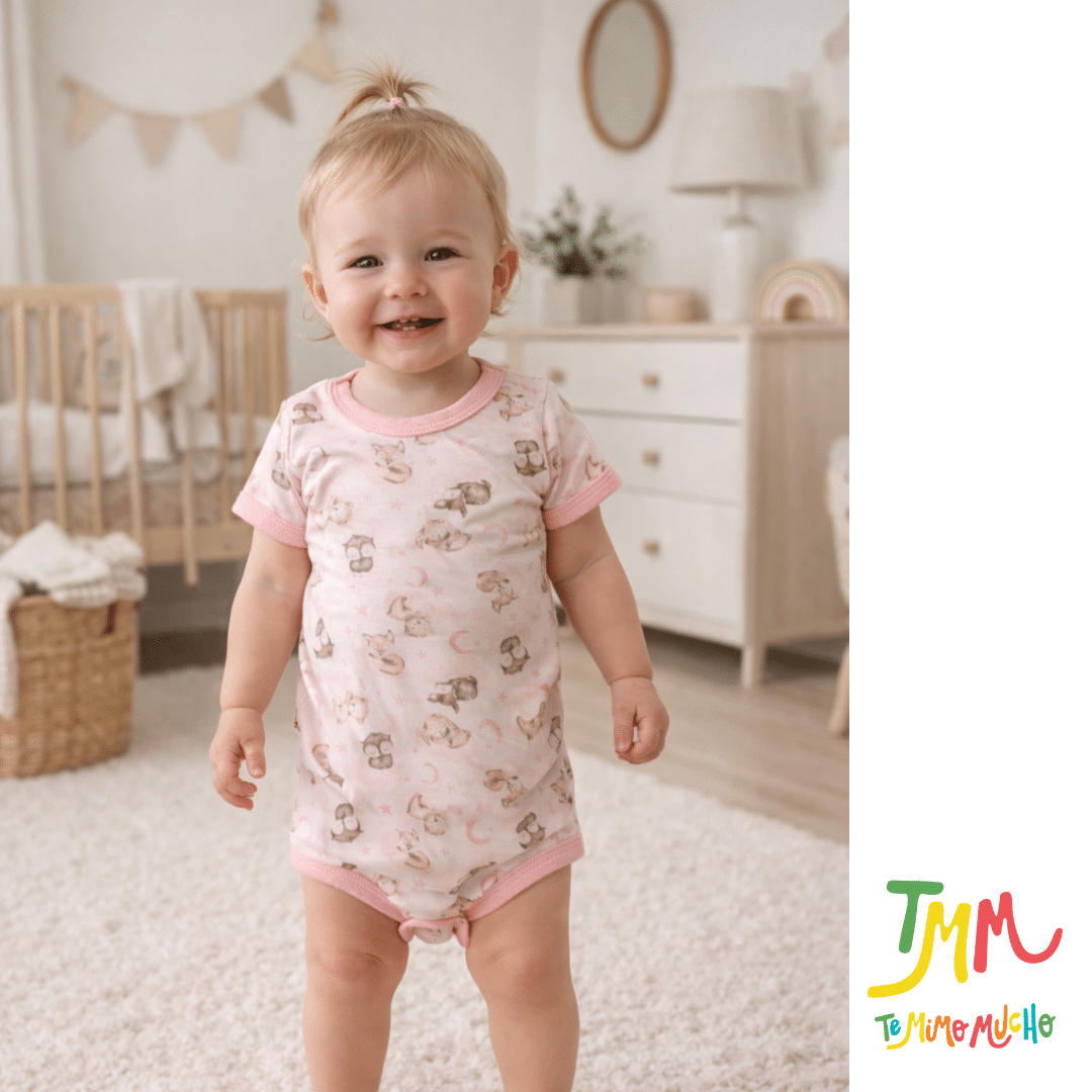 Body Manga Corta Buho Rosa