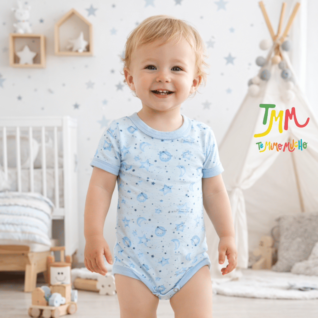 Body Estrellas Celeste Manga Corta