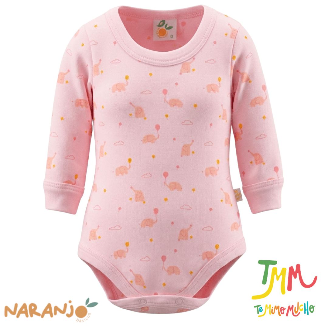 Body Naranjo Elefante Globo Rosa