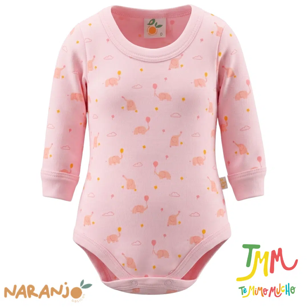 Body Naranjo Elefante Globo Rosa