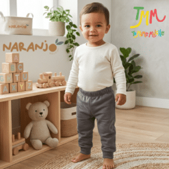 Pantaloncito Joggin c/puño Naranjo color Gris Topo