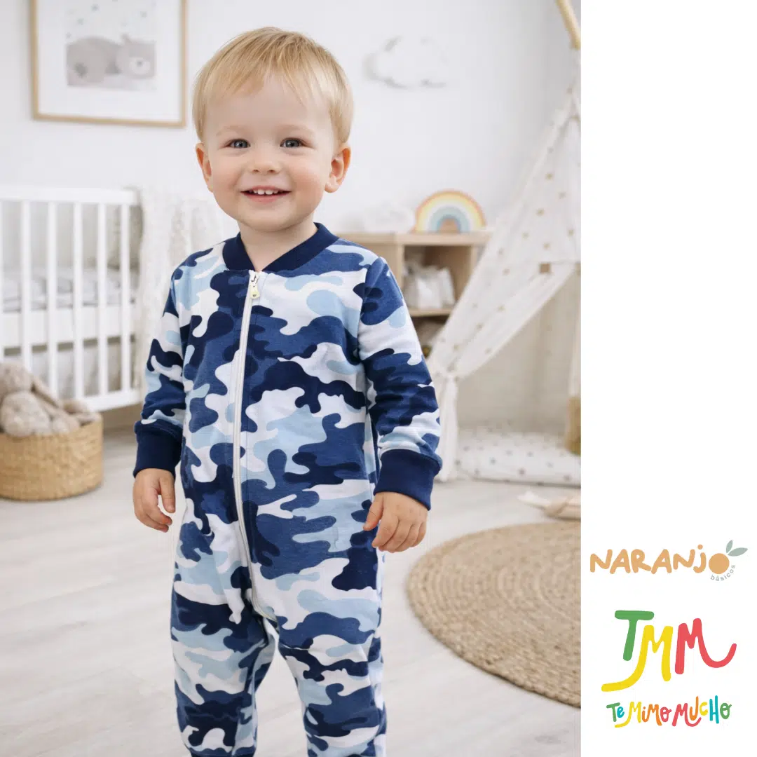 Enterito Dormilon Camuflado Naranjo Azul