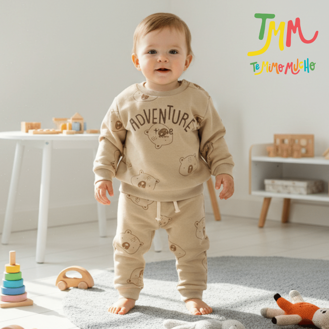 Conjunto OSITOS Buzo y Pantaloncito Beige